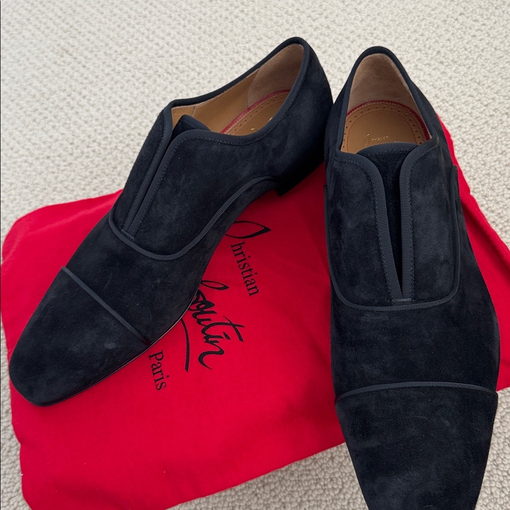 NWT-Christian Louboutin Black Suede Loafers - Picture 3 of 8